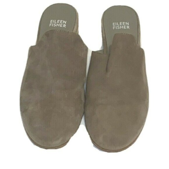 Eileen Fisher 5.5 Dion Suede Mules Slides Brown - Picture 6 of 6